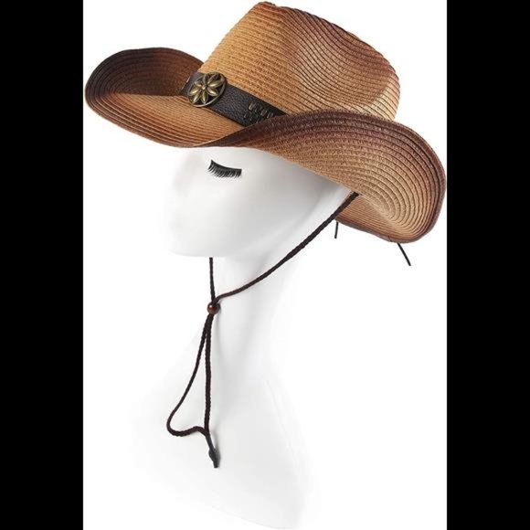 Melesh Adult Sun Straw Women Men Cowgirl Western Cowboy Hat Colored